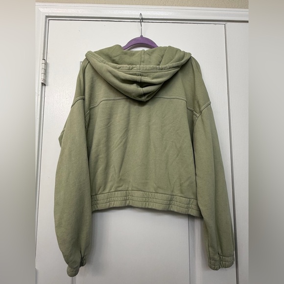 Aerie Olive Green Zip-Up Crop Hoodie - Picture 3 of 3